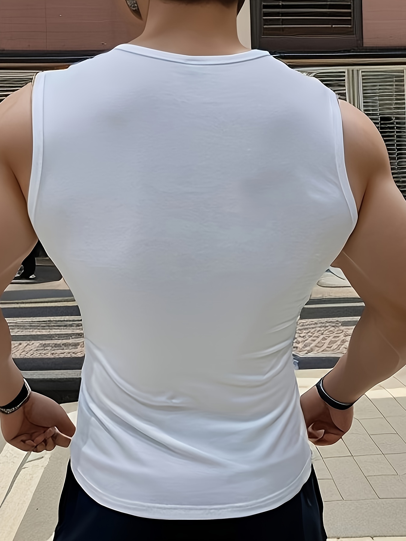 mens solid top casual v neck sleeveless top mens clothing for summer outdoor details 1