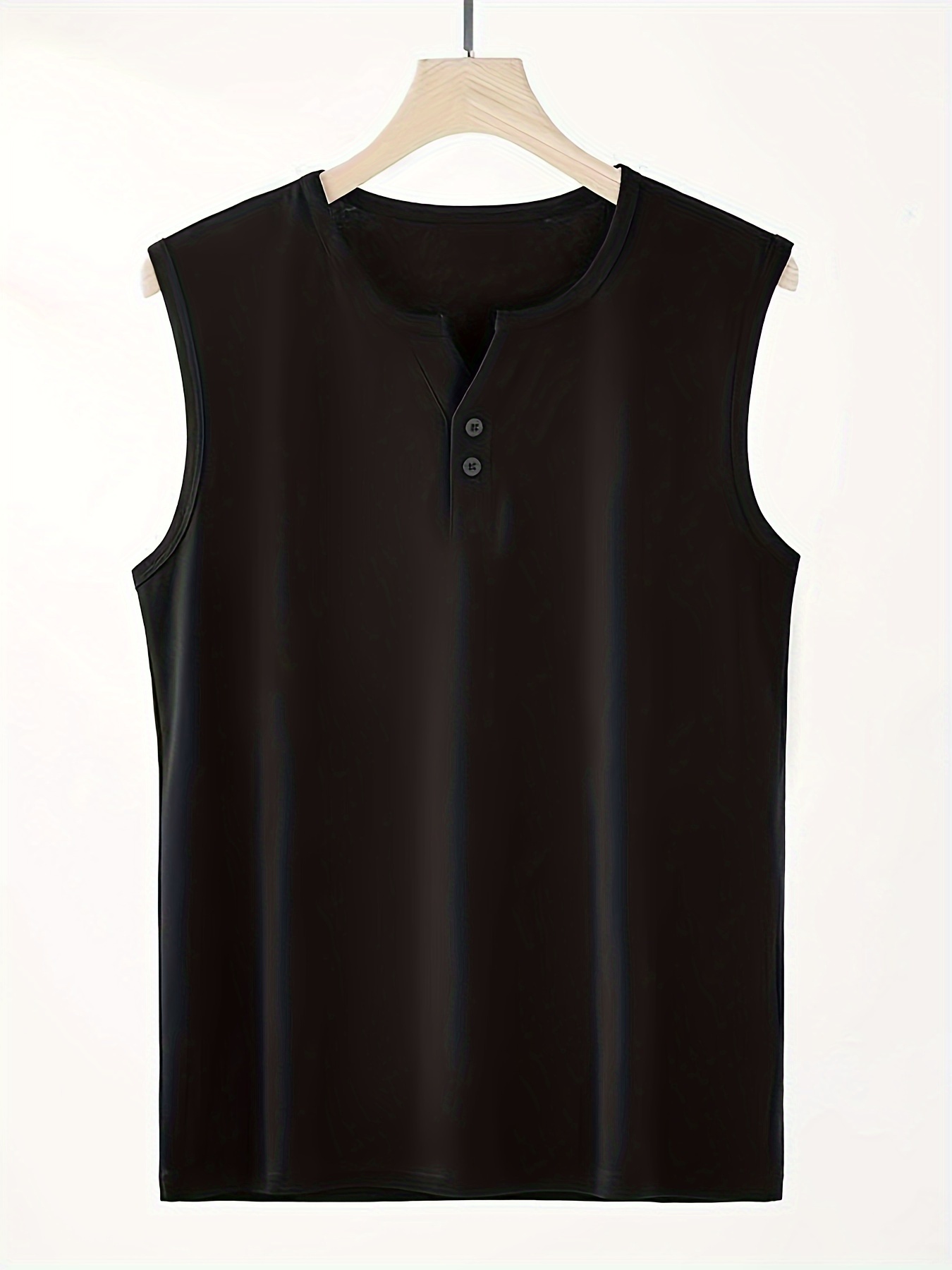 mens solid top casual v neck sleeveless top mens clothing for summer outdoor details 8