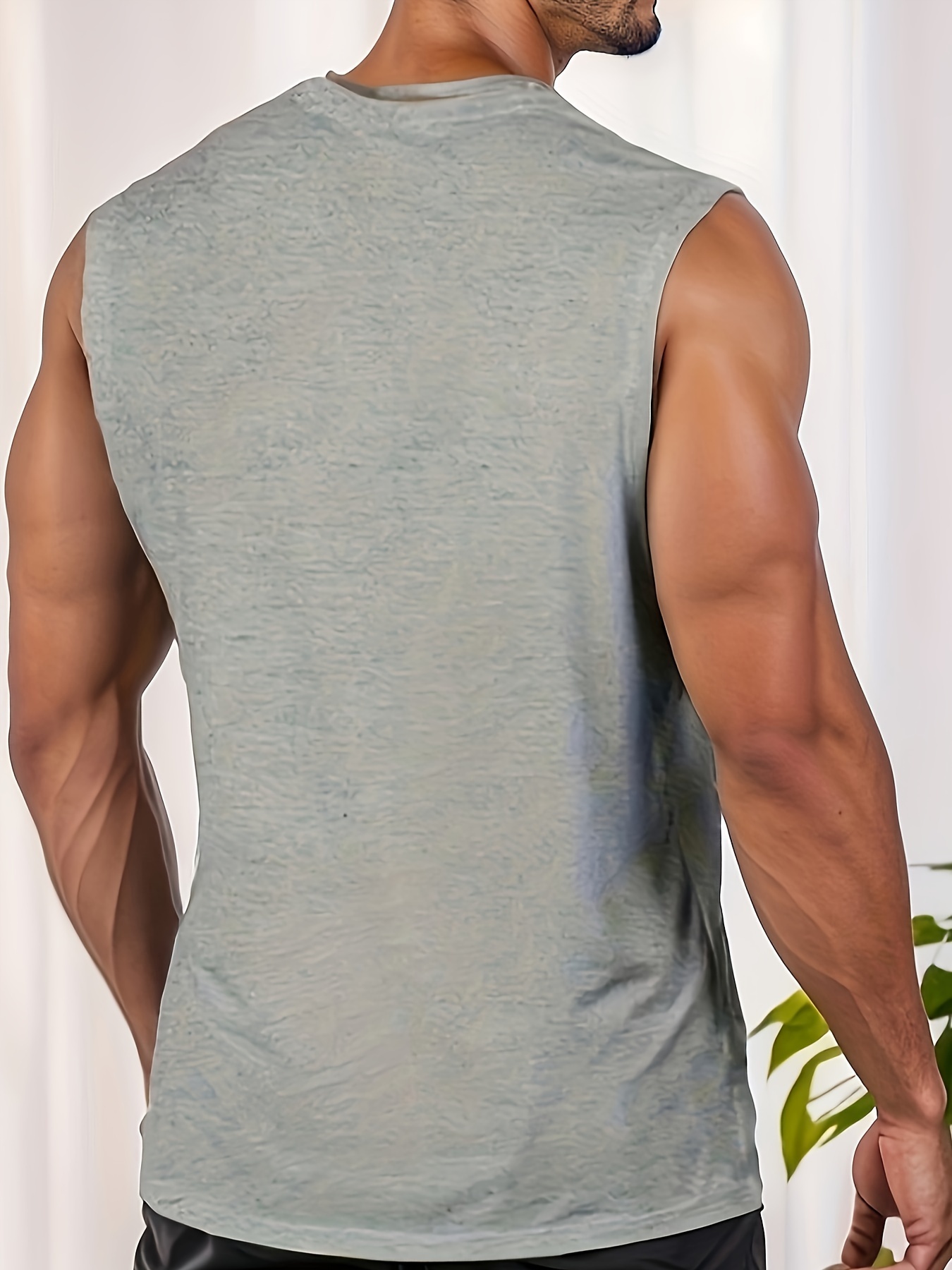 mens solid top casual v neck sleeveless top mens clothing for summer outdoor details 12