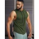 Men'S Vest Quick-Drying Sports Sleeveless Fitness Wear Basketball Vest Mesh Hooded with Drawstring