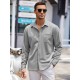 Men'S Long Sleeve Casual Button-Down Shirt - Solid Color, Non-Stretch Knit Fabric, Regular Fit, Wrinkle Free Polyester Shirt for Adult Men - Spring/Fall Basics with Button Details, Plus Size